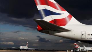 British Airways aircraft taxi at Heathrow Airport