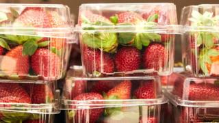 Strawberry fillets in a supermarket in Sydney, Australia (September 2018)