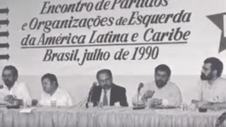 Primeira reunião do Foro de São Paulo, em 1990, em São Paulo. Lula, idealizador do encontro, é o segundo da direita para a esquerda