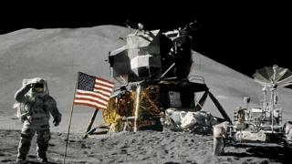 Moon module on the moon