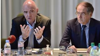 Gianni Infantino, le président de la Fifa, et Noël Le Graët, le président de la FFF