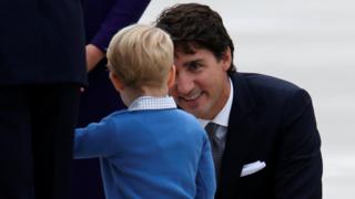 Prince George meeting Canadian Prime Minister Justin Trudeau
