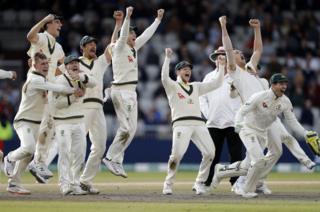 The Australian cricket team celebrate