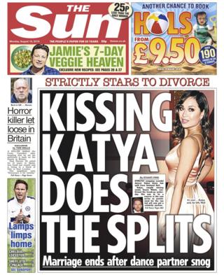 Front page of the Sun