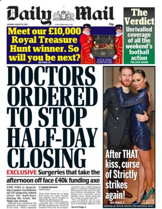 Front page of the Daily Mail