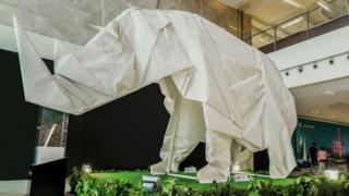 Largest origami rhinoceros.
