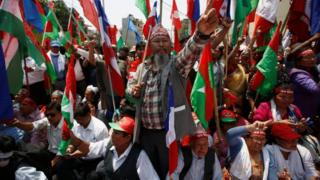 Madhesi groups protesting against the constitution in Kathmandu