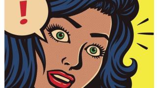 Pop Art style cartoon of a woman looking very surprised