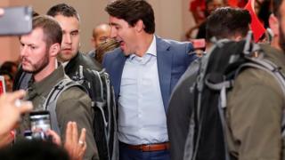 Canadian Prime Minister Justin Trudeau attends an election campaign rally in Mississauga, Ontario, October 12, 2019