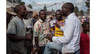 Un membre de Lucha en campagne en faveur de son mouvement à Goma en 2015
