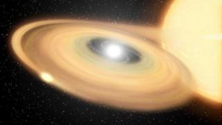 Ilustración de la estrella binaria V Sagittae
