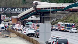 Scène du déraillement d'un train à Tacoma, en décembre (illustration).