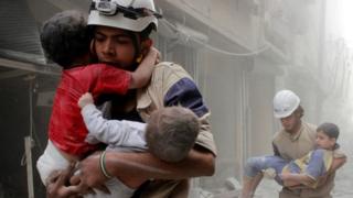   Members of White Helmets in Aleppo, June 2014 