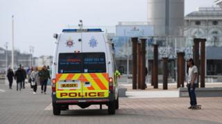 Police van on Brighton seafront