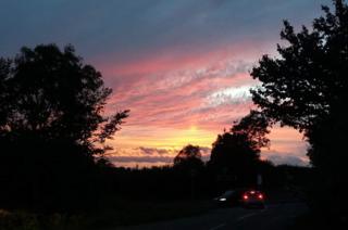 Sunset over the roads