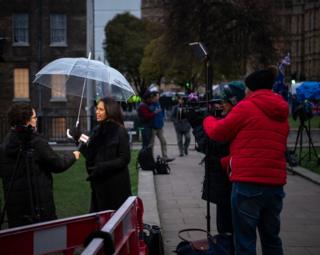 Anti-Brexit activist Gina Miller being interviewed on College Green
