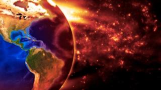 Imagen conceptual de la Tierra ardiendo lentamente debido a la contaminación.