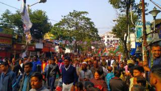কলকাতায় মিছিলের একাংশ