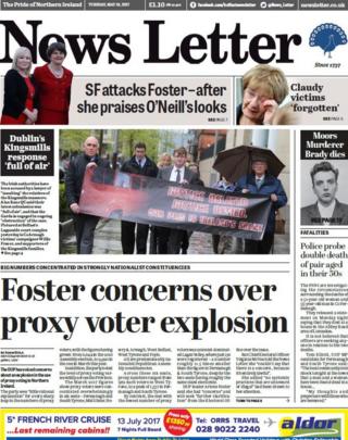 Tuesday front page News Letter