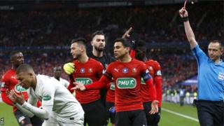 Kylian Mbappe avait été expulsé du match contre Rennes en finale de la Coupe de France.