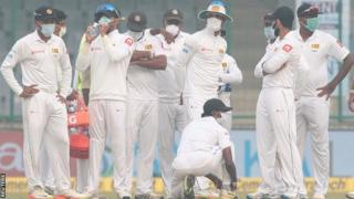 Sri Lanka players wore masks while fielding in Delhi against India