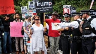 Police and Trump protesters