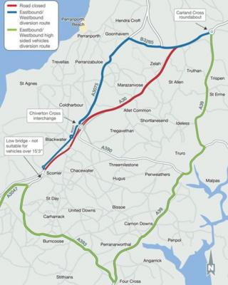 Roadworks causing further weekend closure of A30 in Cornwall - BBC News