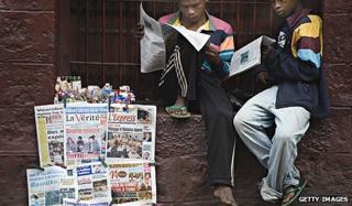 Newspaper stand in Madagascar