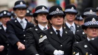 police officer parading through Cardiff