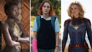 Lupita Nyongo, Saoirse Ronan, Brie Larson composite image
