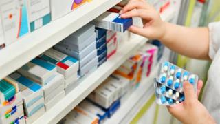 Medicines on shelves