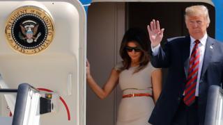 Donald Trump and Melania Trump leave Air Force One