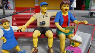 Family made of Lego at a Legoland in Germany