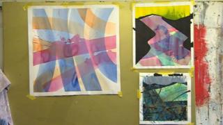 Elfyn Lewis's work in his studio