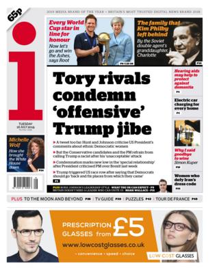 Tuesday's i front page