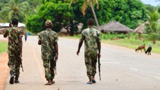 Soldiers patrolling in Mozambique