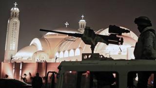 Egyptian army guards outside the newly inaugurated Cathedral of Nativity in the New Administrative Capital