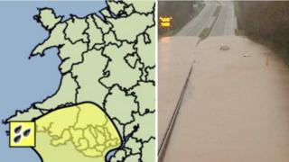 rhybudd tywydd a'r a55