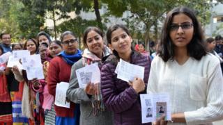 Shots of people voting during Delhi Assembly Elections, New Delhi.