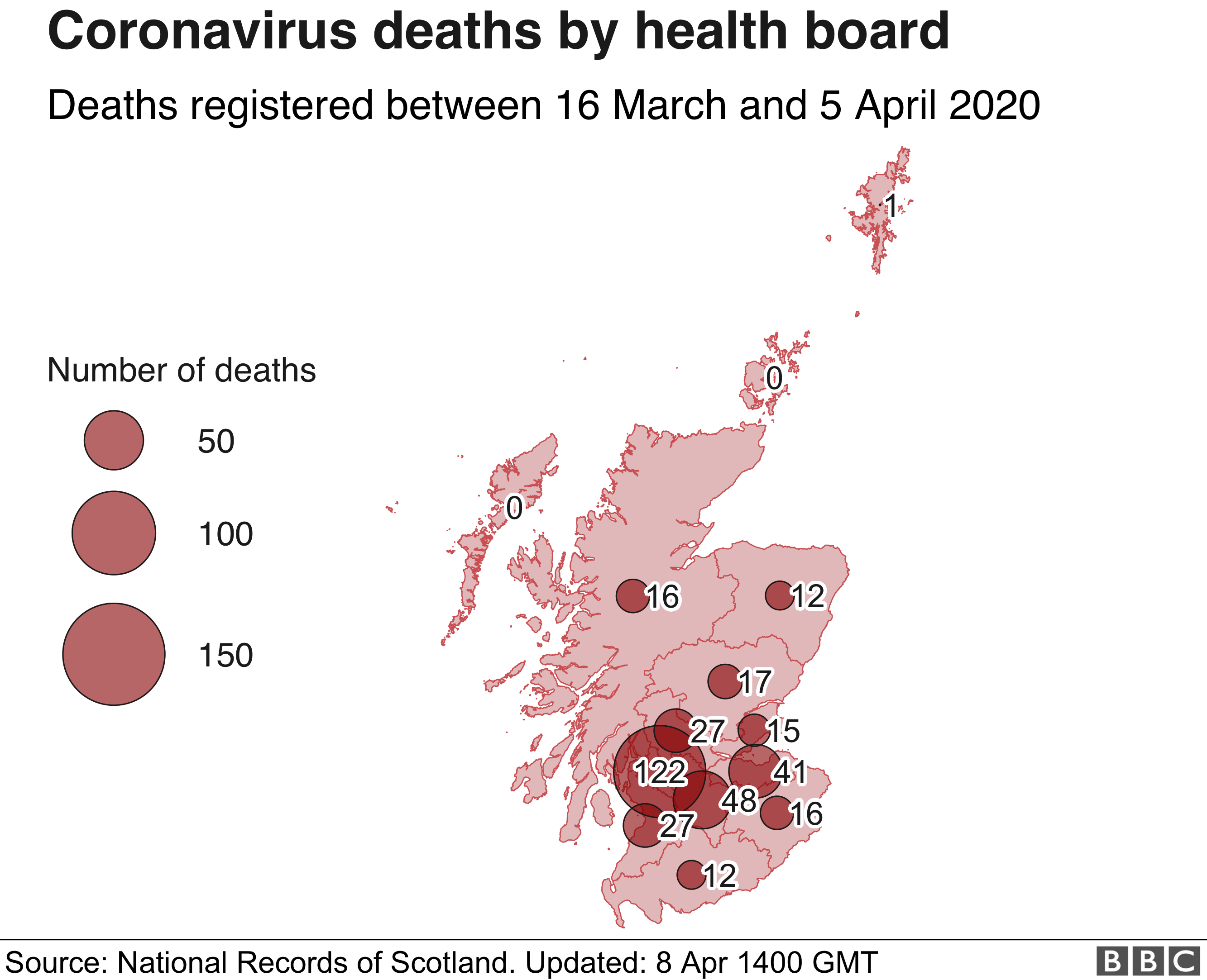 Map of deaths by health board