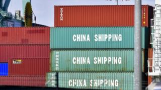 Containers at a port in California