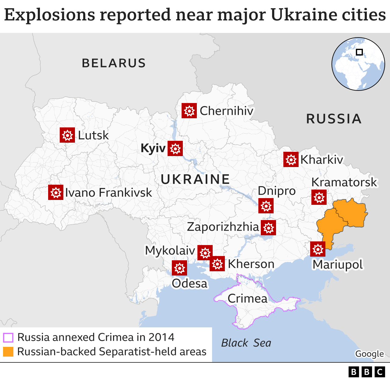 Ukraine conflict Russian forces attack from three sides BBC News