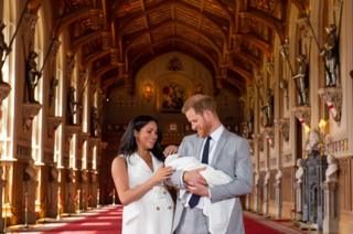 The Duke and Duchess of Sussex with their baby son, Archie Harrison Mountbatten-Windsor