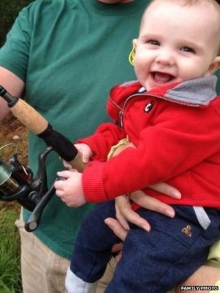 Daylen Brickley fishes with his family