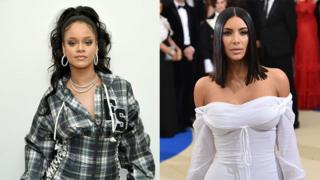 US celebrities Rihanna and Kim Kardashian