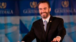 Guatemala's ex-economy minister Acisclo Valladares gestures during a press conference at Culture Palace in Guatemala City on September 10, 2018.