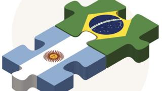 Ilustração mostra duas peças de quebra-cabeça encaixadas, uma estampando bandeira argentina e outra brasileira