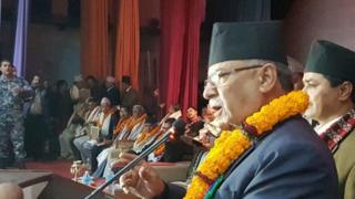 भेलामा सम्बोधन गर्दै प्रचण्ड