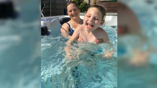 Michelle Carr with daughter Evie in the pool