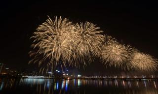 New Year's fireworks in Abidjan